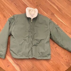 Birdwell Olive Bomber Jacket with Sherpa Collar
